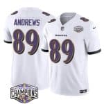 Baltimore Ravens #89 Mark Andrews White F.U.S.E. 2024 AFC North Division Champions Vapor Limited Jersey