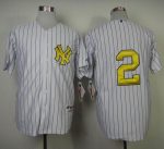 Yankees #2 Derek Jeter White Fashion Gold W Commemorative Retirement Patch Stitched Jersey