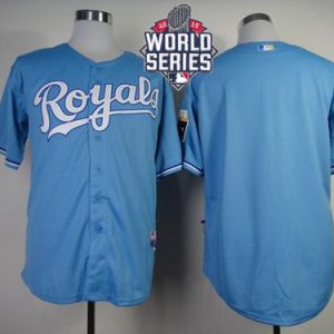 Royals Blank Light Blue Cool Base W 2015 World Series Patch Stitched Jersey