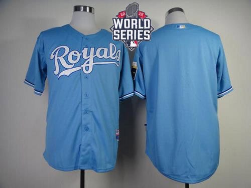 Royals Blank Light Blue Cool Base W 2015 World Series Patch Stitched Jersey