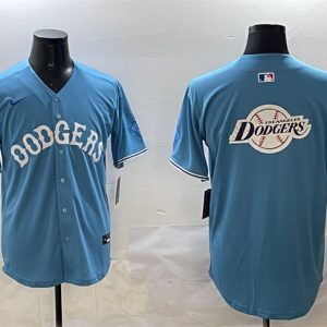 Los Angeles Dodgers Team Big Logo Light Blue Limited Stitched Jersey