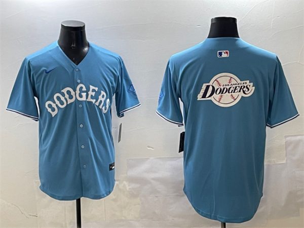 Los Angeles Dodgers Team Big Logo Light Blue Limited Stitched Jersey