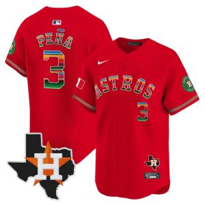 Houston Astros #3 Jeremy PeNa Red Mexico Texas Patch Vapor Premier Limited Cool Base Stitched Jersey