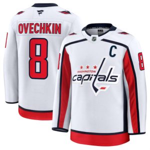Washington Capitals #8 Alexander Ovechkin White 2024-25 Away Stitched Jersey