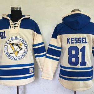 Penguins #81 Phil Kessel Cream Sawyer Hooded Sweatshirt Stitched Jersey