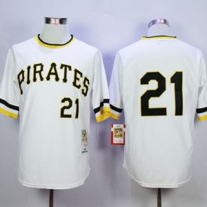 Mitchell And Ness Pirates #21 Roberto Clemente Stitched White Throwback Jersey