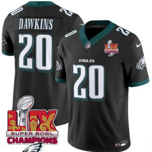 Philadelphia Eagles #20 Brian Dawkins Black 2025 Eagles Logo Super Bowl LIX Patch New F.U.S.E. Vapor Limited Stitched Jersey