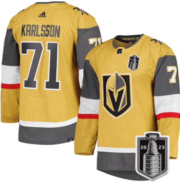 Vegas Golden Knights #71 William Karlsson Gold 2023 Stanley Cup Final Stitched Jersey