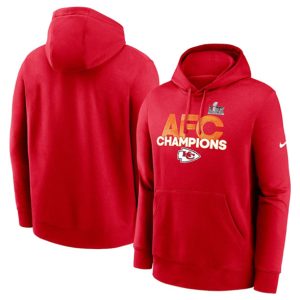 Kansas City Chiefs Red 2024 AFC Champions Fleece Pullover Hoodie