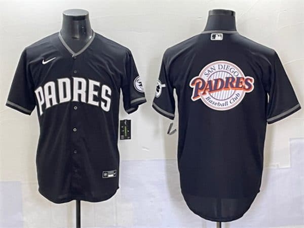 San Diego Padres Team Big Logo Black Stitched Jersey