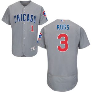 Cubs #3 David Ross Grey Flexbase Authentic Collection Road Stitched Jersey