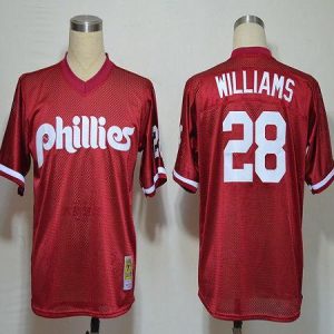 Mitchell And Ness 1991 Phillies #28 Mitch Williams Red Stitched Jersey