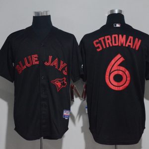Toronto Blue Jays #6 Marcus Stroman Black Strip Stitched Jersey