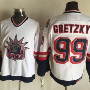 Rangers #99 Wayne Gretzky White CCM Statue Of Liberty Stitched Jersey
