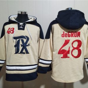 Texas Rangers #48 Jacob DeGrom Cream Ageless Must-Have Lace-Up Pullover Hoodie