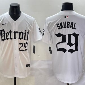 Detroit Tigers #29 Tarik Skubal White 'Motor Gothic Edition' Vapor Premier Limited Stitched Jersey