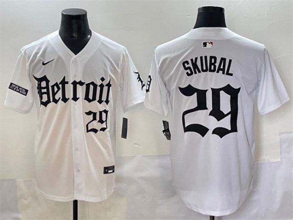 Detroit Tigers #29 Tarik Skubal White 'Motor Gothic Edition' Vapor Premier Limited Stitched Jersey