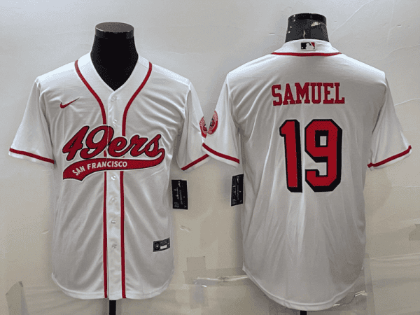 San Francisco 49ers #19 Deebo Samuel New White With Patch Cool Base Stitched Baseball Jersey