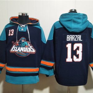 New York Islanders #13 Mathew Barzal Black Ageless Must-Have Lace-Up Pullover Hoodie