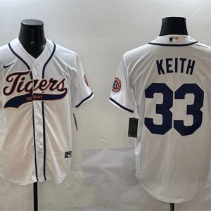 Detroit Tigers #33 Colt Keith White With Patch Cool Base Stitched Jersey