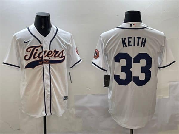 Detroit Tigers #33 Colt Keith White With Patch Cool Base Stitched Jersey