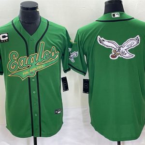 Philadelphia Eagles Green Gold Team Big Logo With C Patch Cool Base Stitched Jersey