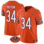 Chicago Bears #34 Walter Payton Orange 2025 F.U.S.E. With VMH Patch Vapor Untouchable Limited Football Stitched Jersey