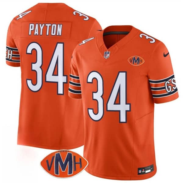 Chicago Bears #34 Walter Payton Orange 2025 F.U.S.E. With VMH Patch Vapor Untouchable Limited Football Stitched Jersey