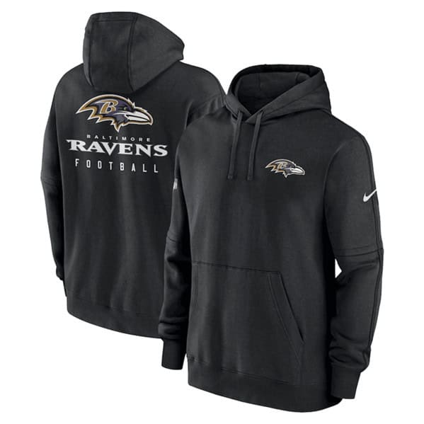 Baltimore Ravens Black Sideline Club Fleece Pullover Hoodie