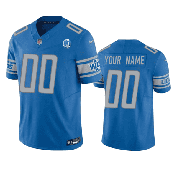 Detroit Lions Custom Blue 2023 F.U.S.E. 90th Anniversary Vapor Untouchable Limited Stitched Jersey