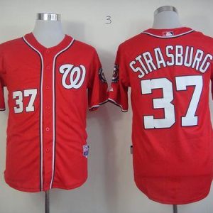Nationals #37 Stephen Strasburg Stitched Red Jersey