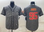 Kansas City Chiefs #95 Chris Jones Gray With Patch Cool Base Stitched Jersey