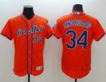Mets #34 Noah Syndergaard Orange Flexbase Authentic Collection Los Mets Stitched Jersey