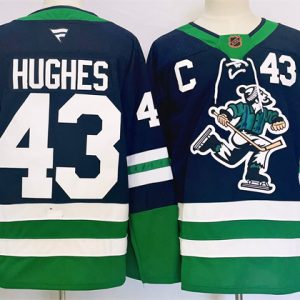 Vancouver Canucks #43 Quinn Hughes Navy 2024 Reverse Retro Stitched Jersey