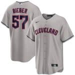 Cleveland Guardians #57 Shane Bieber Gray Cool Base Stitched Jersey