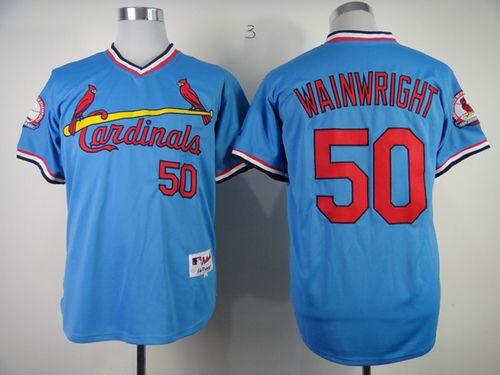 Cardinals #50 Adam Wainwright Blue 1982 Turn Back The Clock Stitched Jersey