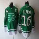 Flyers #16 Bobby Clarke Green St. Patty's Day Stitched Jersey
