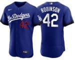 Los Angeles Dodgers #42 Jackie Robinson 2021 Royal City Connect Flex Base Stitched Baseball Jersey