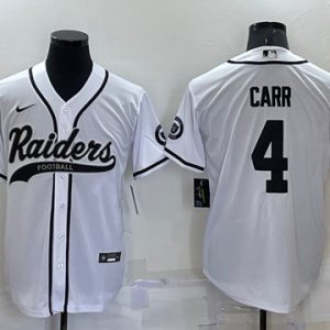 Las Vegas Raiders #4 Derek Carr White Cool Base Stitched Baseball Jersey