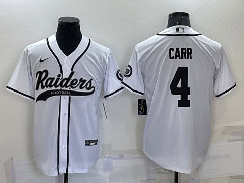 Las Vegas Raiders #4 Derek Carr White Cool Base Stitched Baseball Jersey