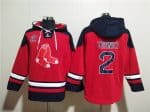 Boston Red Sox #2 Justin Turner Red Ageless Must-Have Lace-Up Pullover Hoodie