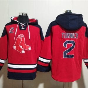 Boston Red Sox #2 Justin Turner Red Ageless Must-Have Lace-Up Pullover Hoodie