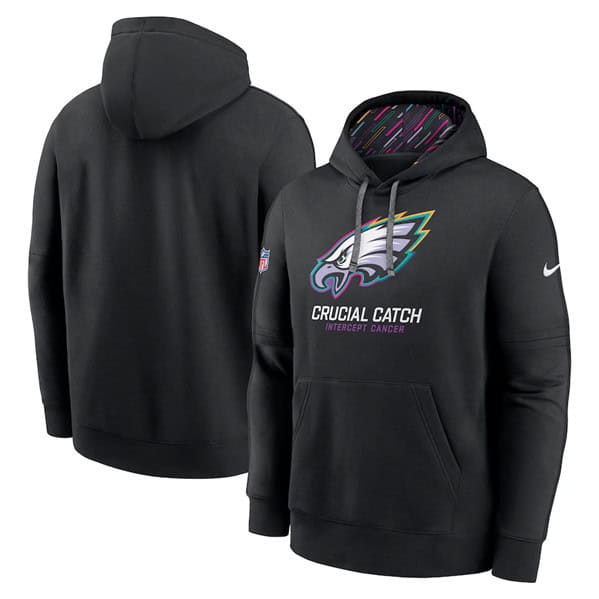 Philadelphia Eagles Black 2024 Crucial Catch Club Pullover Hoodie