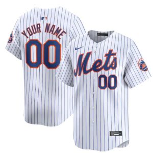 New York Mets Cutsom 2024 White Home Limited Stitched Jersey