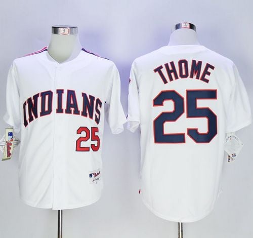 Indians #25 Jim Thome White 1978 Turn Back The Clock Stitched Jersey