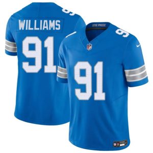 Detroit Lions #91 Tyleik Williams Blue 2025 F.U.S.E. Vapor Limited Stitched Game Jersey