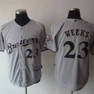 Brewers #23 Rickie Weeks Stitched Grey Jersey