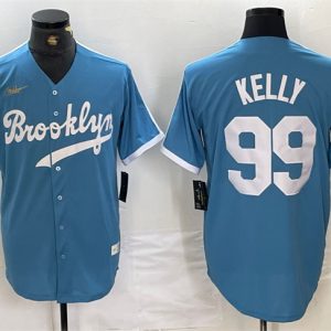 Los Angeles Dodgers #99 Joe Kelly Light Blue Throwback Cool Base Stitched Jersey