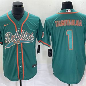 Miami Dolphins #1 Tua Tagovailoa Aqua Cool Base Stitched Jersey