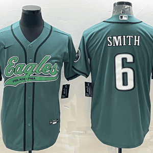 Philadelphia Eagles #6 DeVonta Smith Green With Patch Cool Base Stitched Baseball Jersey